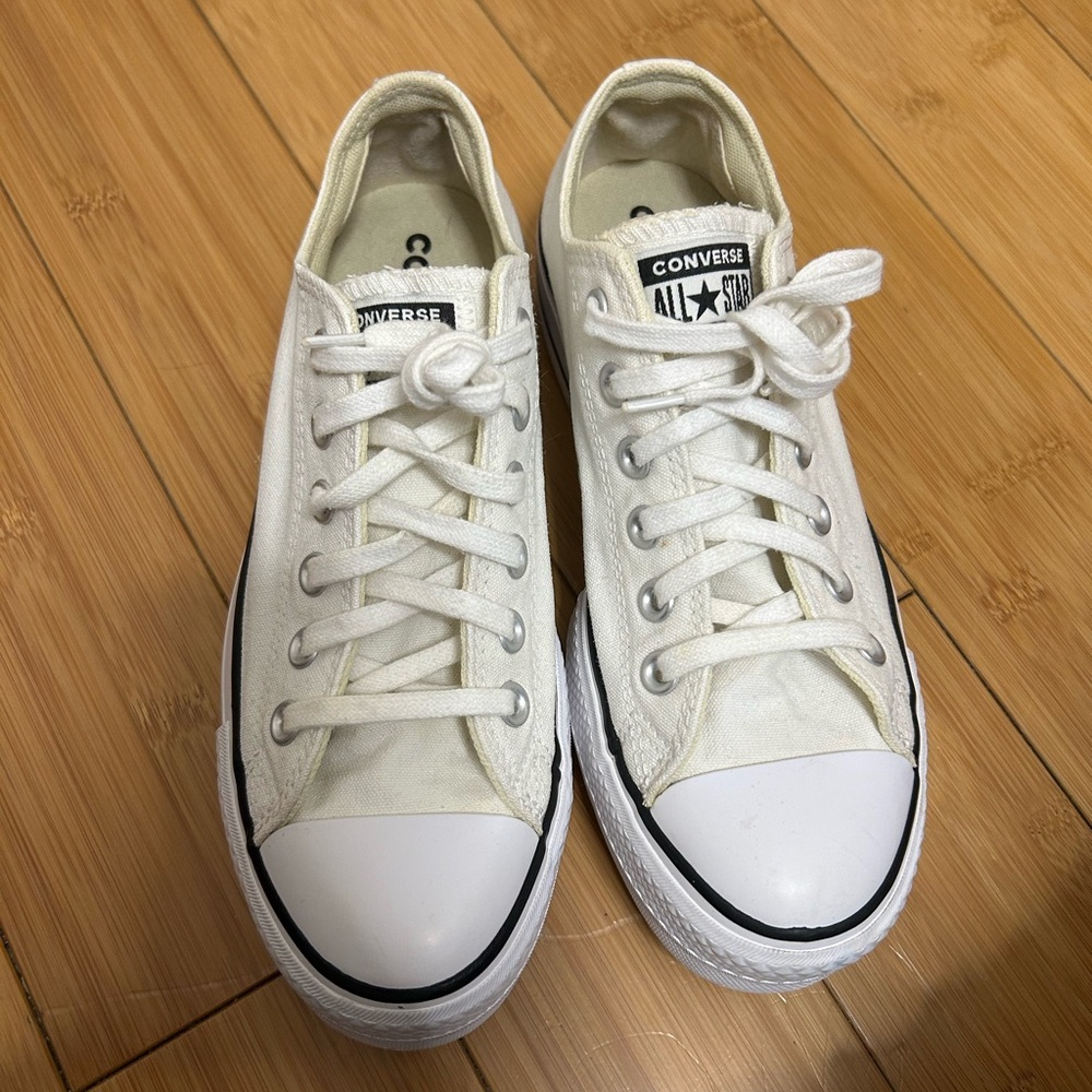 Converse Cream Platform Sneakers